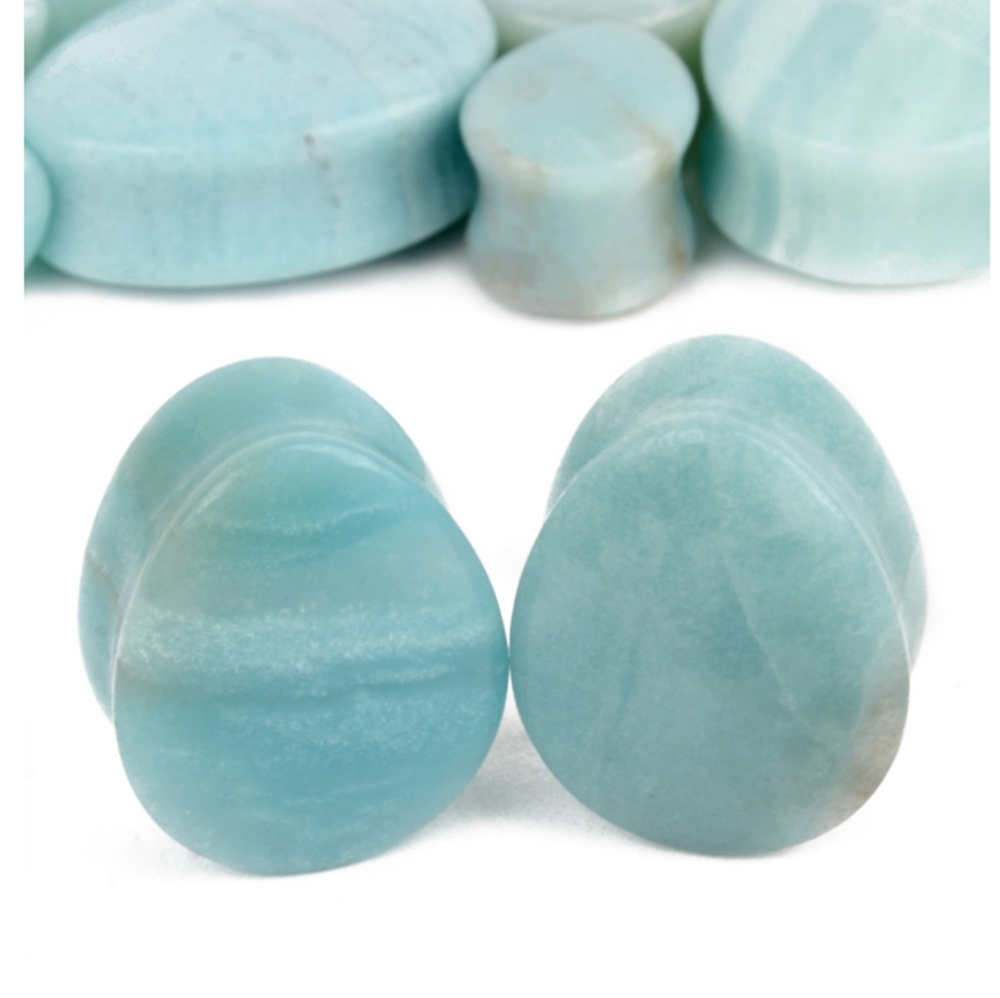 Amazonite Blue Stone Teardrop Plugs